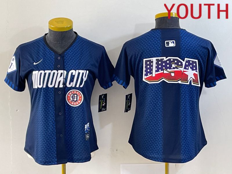 Youth Detroit Tigers Blank Blue City Edition Nike 2024 MLB Jersey style 4->youth mlb jersey->Youth Jersey